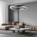lustre led moderne anneaux brossés en cristal