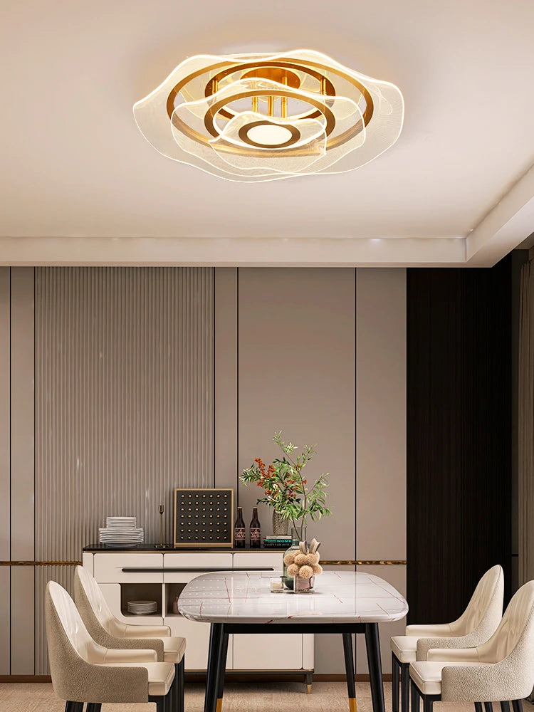 lustre doré à led au style luxueux pour intérieur élégant - vue 4 sur 12