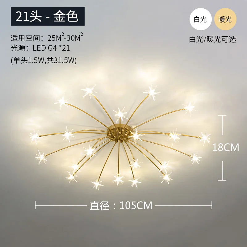 plafonnier étoile led pour éclairage intérieur moderne - vue 8 sur 18