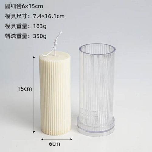 moule cylindrique à rayures pour fabrication de bougies en acrylique - vue 10 sur 14