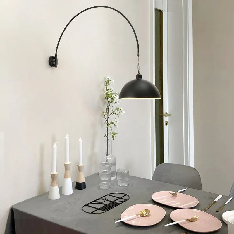 Long Pole Wall Lamps Industrial Vintage Living Room Wall Light Long Swing Arm Restaurant Dining Table Wall Mount Lights Black - vue 2 sur 14