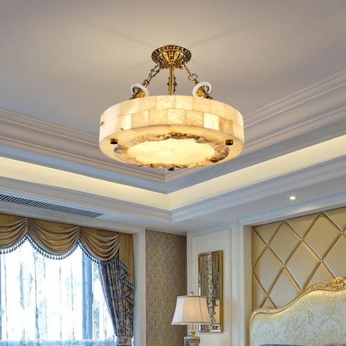 Luxueux plafonnier en marbre naturel circulaire 30CM 40CM chambre salon salle à manger Grand luminaire suspendu luminaire suspendu - vue 5 sur 9