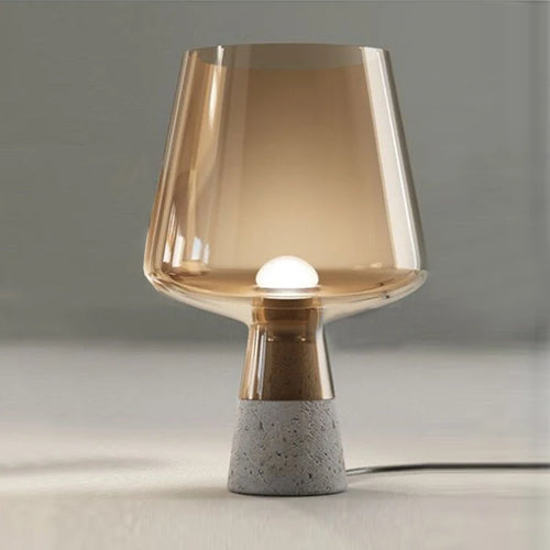 lampe de table moderne en ciment et verre décoration nordique - vue 3 sur 6