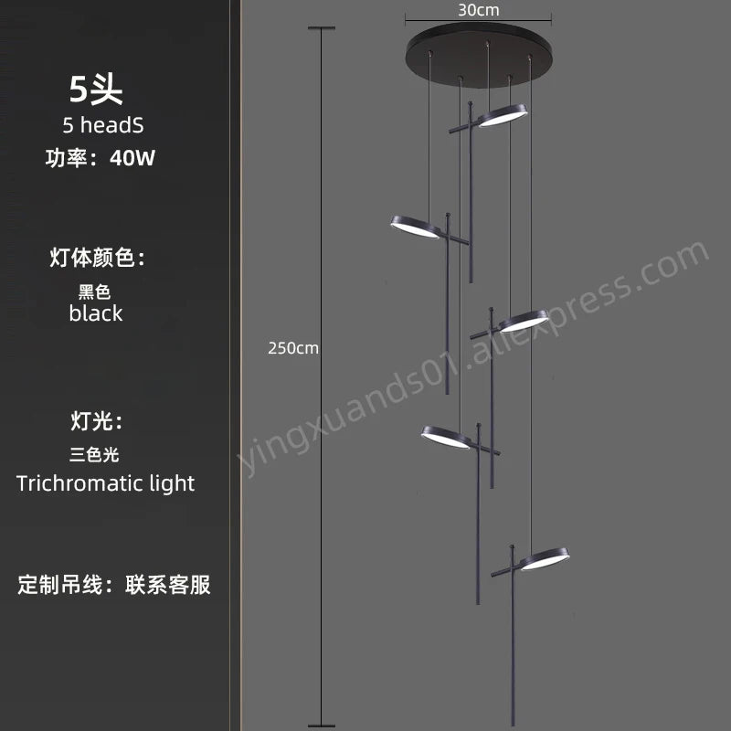 lustre moderne suspendu en acrylique design créatif 2023 à LED - vue 10 sur 17