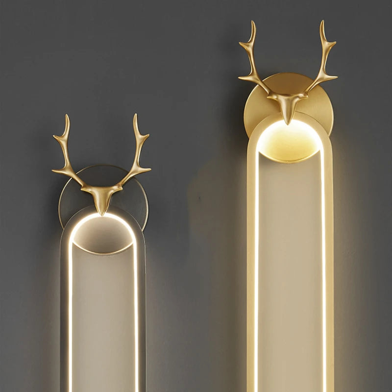 applique murale à led en cuivre tête de cerf art déco moderne - vue 6 sur 12