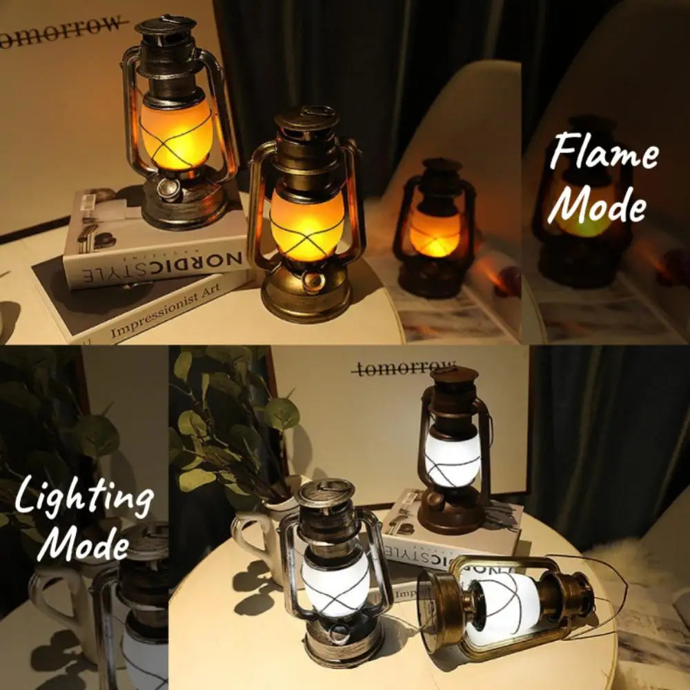 lanterne rétro portable pour camping lampe à pétrole à flamme dynamique - vue 4 sur 10