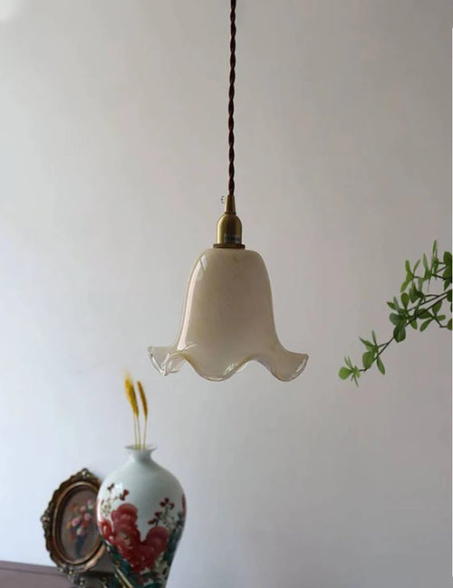 suspension à led fleurs européennes en laiton et verre rétro minimaliste - vue 7 sur 7