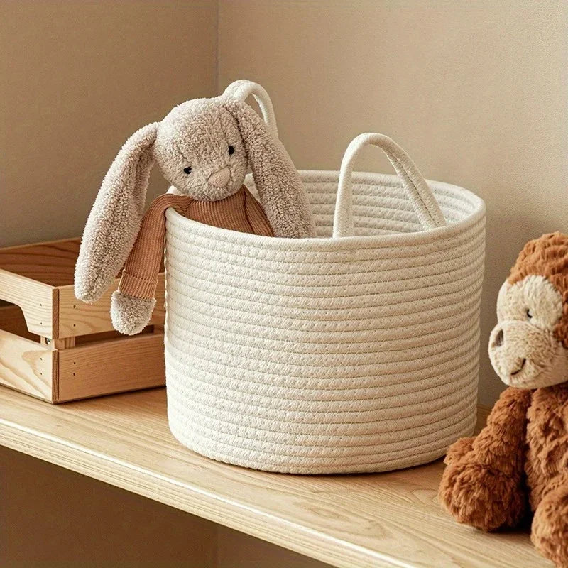 panier de rangement en corde pour jouets et linge - vue 3 sur 6