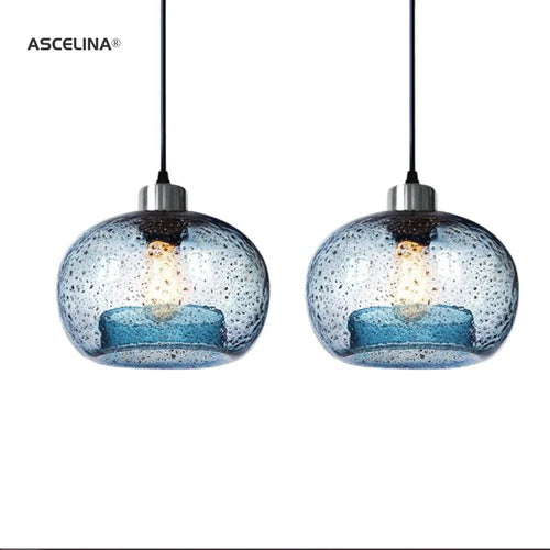 lustre suspendu en verre vintage avec bulles d'air - vue 2 sur 10