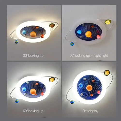plafonnier sandyha pour enfants avec astronautes et planètes led - vue 5 sur 11
