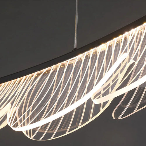 lustre design artistique en plumes et fil métallique ajustable - vue 6 sur 8