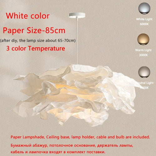 lustre minimaliste en papier led pour éclairage intérieur bricolage - vue 11 sur 12