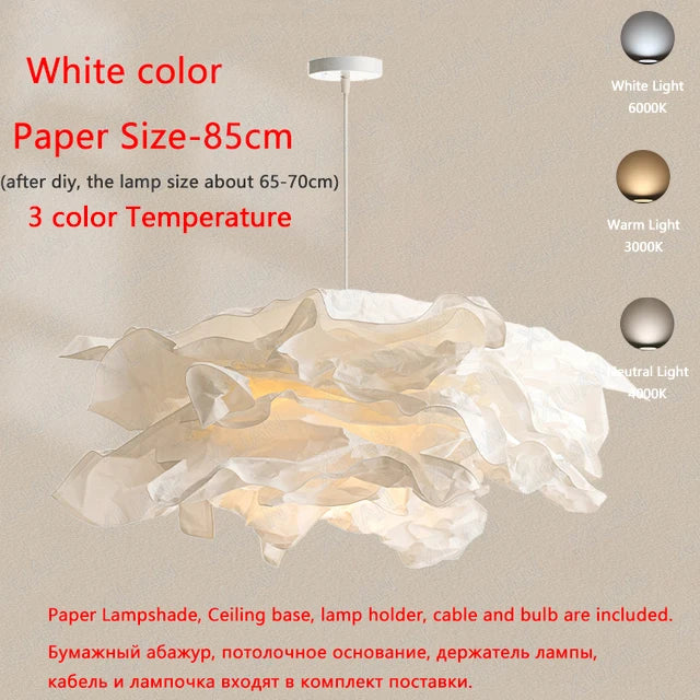lustre minimaliste en papier led pour éclairage intérieur bricolage - vue 10 sur 12