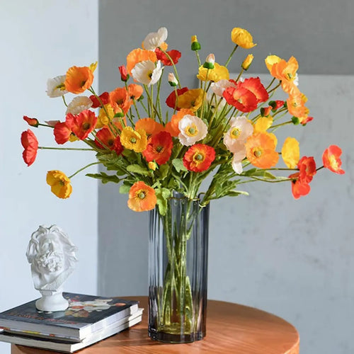bouquet de fleurs artificielles pavot pour décoration maison jardin fête - vue 2 sur 26