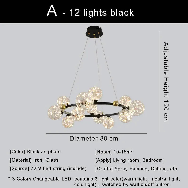 lustre led moderne design nordique pour décoration intérieure - vue 16 sur 18