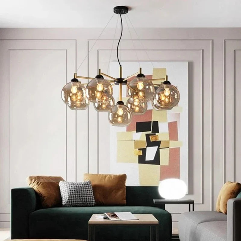 lustre nordique en cuivre verre design moderne avec haricots magiques - vue 10 sur 12