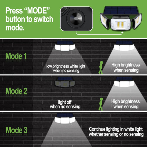 lampes solaires extérieures avec détecteur de mouvement et éclairage large - vue 6 sur 9