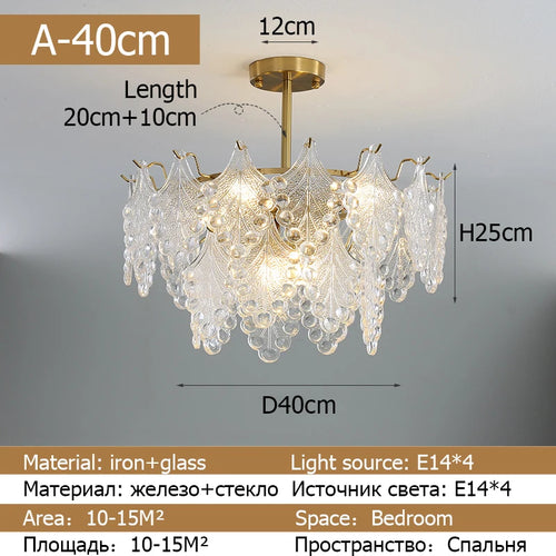 lustre moderne en verre 2023 feuilles gouttelette éclairage suspendu