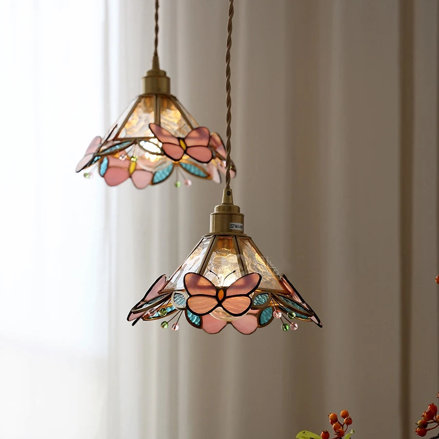iwhd lampe à main led moderne en verre cuivre papillon - vue 9 sur 28