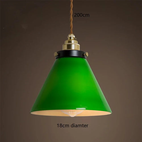 Suspension vintage style américain en cuivre bois et verre - vue 21 sur 30