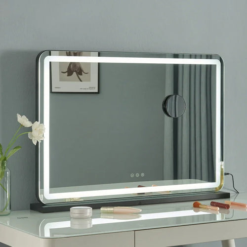 miroir décoratif avec lumière rotatif 360 degrés haute définition - vue 3 sur 5