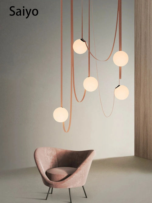lustre moderne simple led avec bande conductrice lumineuse - vue 2 sur 27