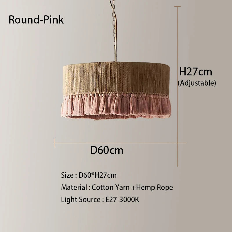 Suspension Vintage à franges en tissu ficelle - vue 10 sur 10