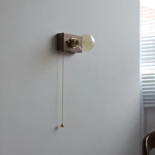 applique murale rétro en bois massif avec câble interrupteur - vue 4 sur 10