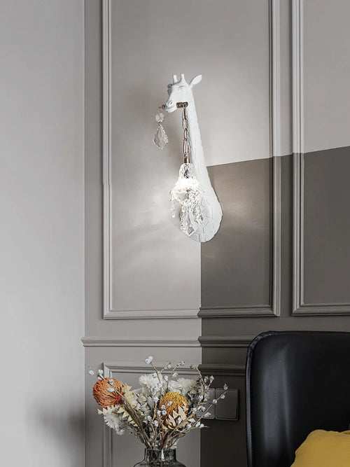 applique murale girafe en résine et cristal à led décorative - vue 3 sur 7