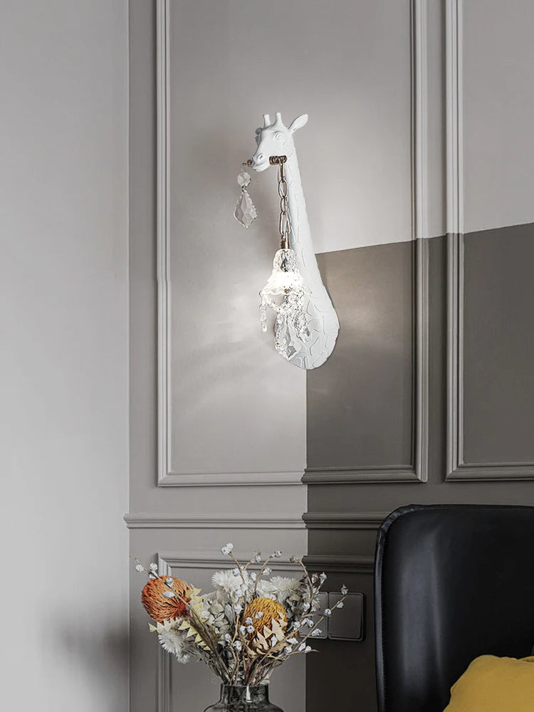 applique murale girafe en résine et cristal à led décorative - vue 2 sur 7