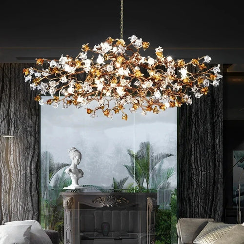 lustre retro en cuivre style chinois en forme de branche - vue 4 sur 9