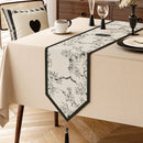 Chemin de table vintage fleurs roses feuillage vert