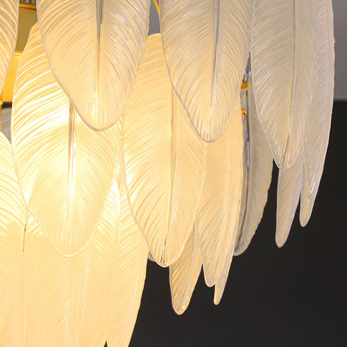lustre led nordique plume verre décoration luminaires suspendus - vue 4 sur 9