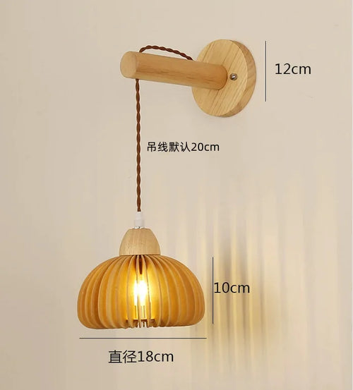 applique murale nordique en corde de bois tissée à LED - vue 8 sur 7