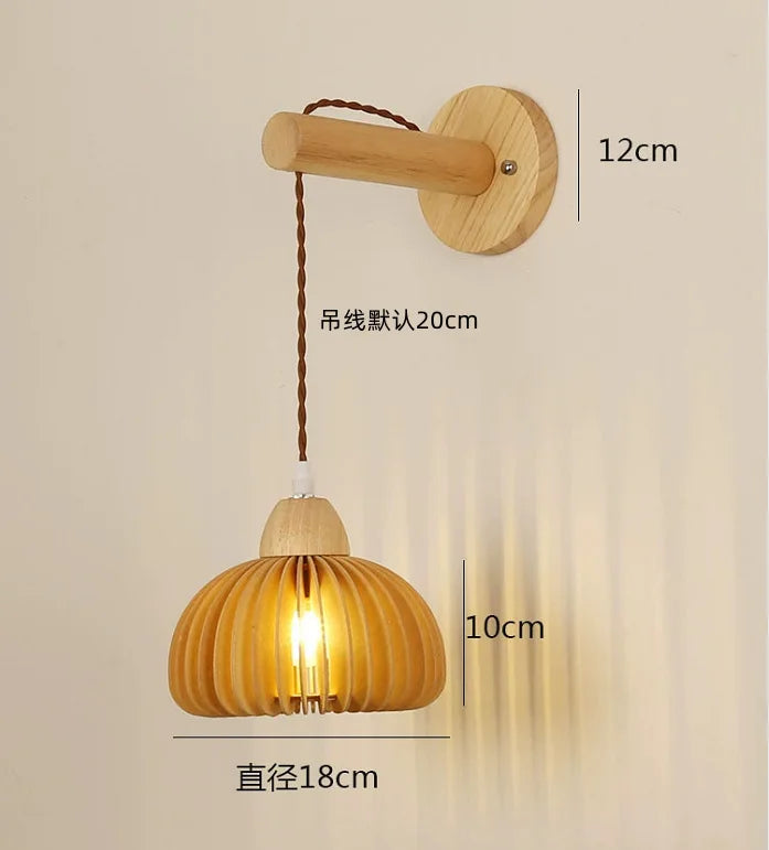 applique murale nordique en corde de bois tissée à LED - vue 7 sur 7