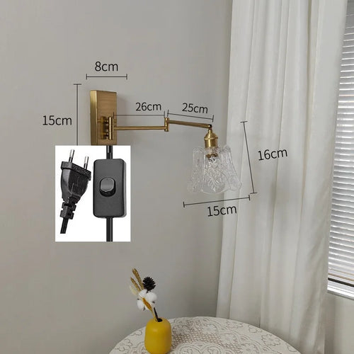 IWHD tirer chaîne verre applique murale LED applique bras gauche droite rotation chambre salon lumières nordique moderne à côté lampe Wandlamp - vue 10 sur 23