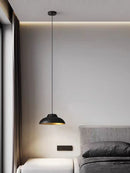 Modern and Minimalist Master Bedroom Bedside Pendant Light, Personalized and Luxurious All Copper Walnut Bar Hanging Line Light