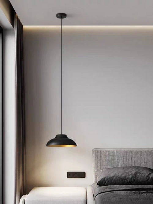 Modern and Minimalist Master Bedroom Bedside Pendant Light, Personalized and Luxurious All Copper Walnut Bar Hanging Line Light - vue 6 sur 10