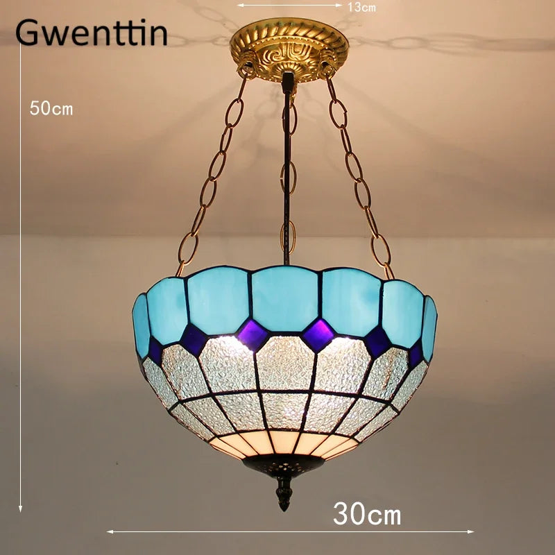 suspension en verre teinté style tiffany pour décoration intérieure - vue 24 sur 26