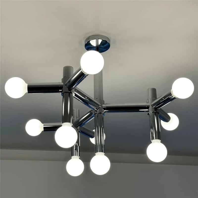 lustre moderne design nordique en verre et métal - vue 5 sur 7