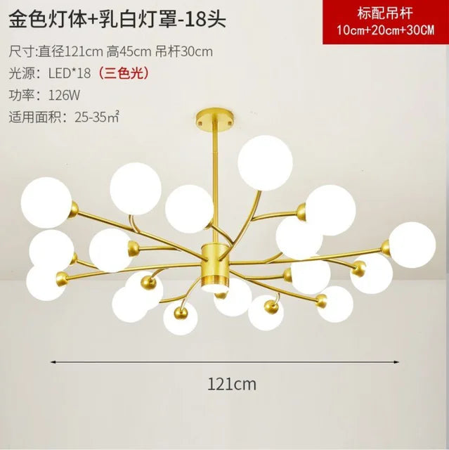 lustre nordique en verre led pour décoration de cuisine