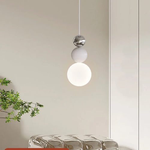 suspension nordique en verre blanc fil réglable luminaire décoratif - vue 3 sur 7