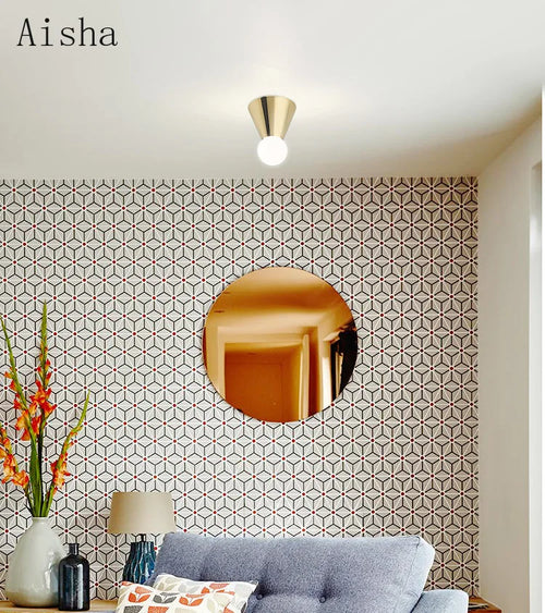 plafonnier en laiton éclairage intérieur nordique simple décoratif - vue 6 sur 11