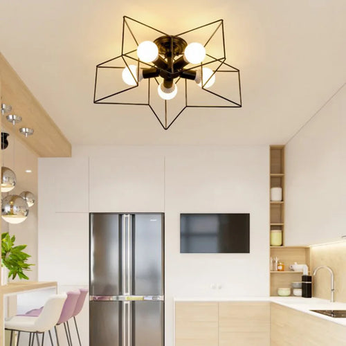 lustre moderne minimaliste en cuivre avec abat-jour étoile led - vue 3 sur 23