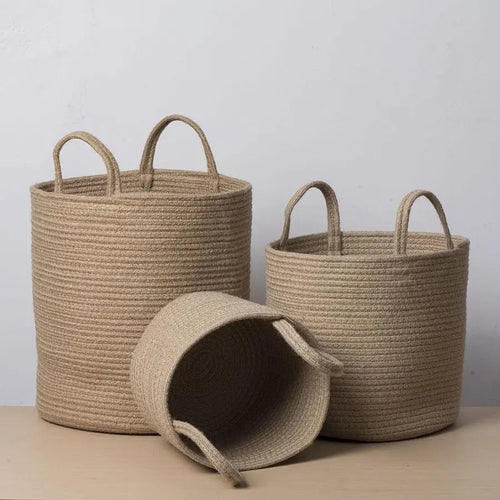 panier en osier tissé à la main pour rangement pliable et jouets - vue 3 sur 8