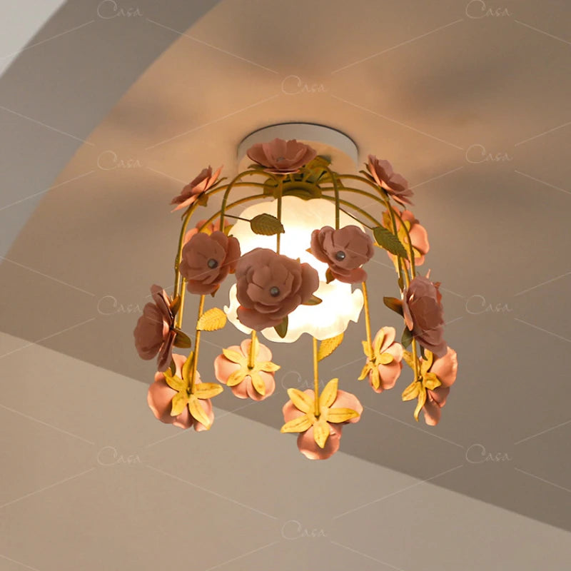 plafonnier rétro en forme de rose pour décoration romantique et chaleureuse - vue 5 sur 10