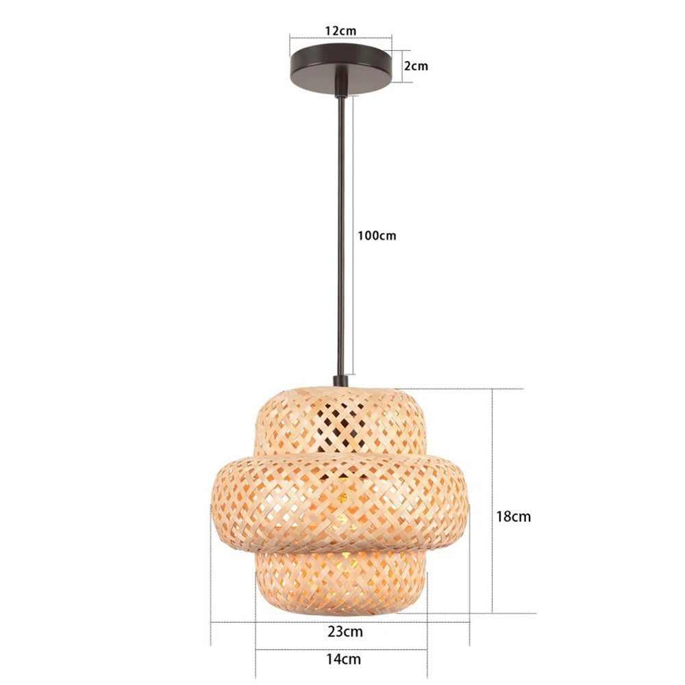 lustre tissé à la main en bambou avec led intégrée - vue 15 sur 16