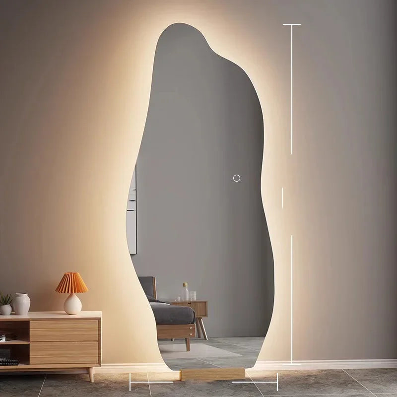miroir lumineux décoratif style nordique irrégulier pour intérieur élégant - vue 5 sur 6