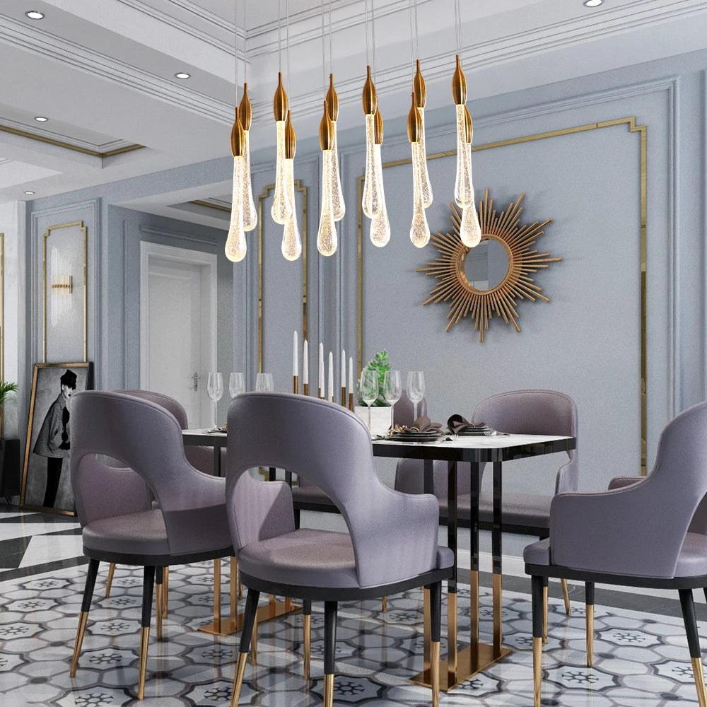 lustre led moderne en cristal pour grand escalier - vue 3 sur 19