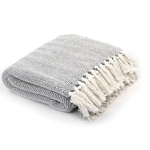 Plaid coton chevrons doux confortable pour salon chambre - vue 2 sur 17